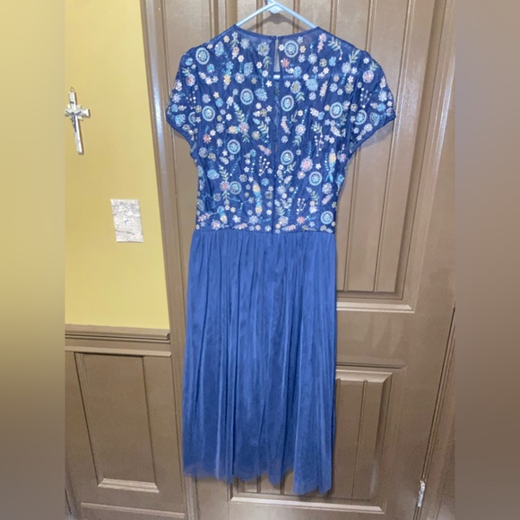 French Connection Diya Fit & Flare Midi Dress Size 12 Navy - Picture 8 of 12